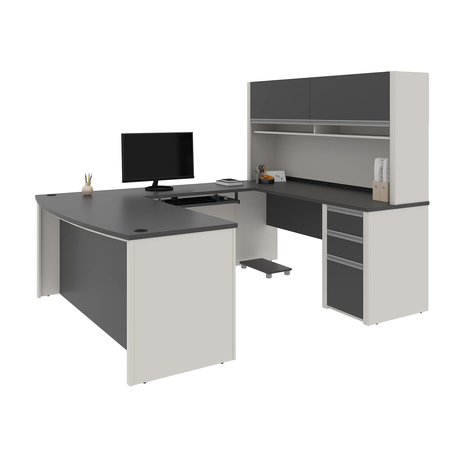 Bestar Connexion U-Shaped Workstation with Three Drawers
