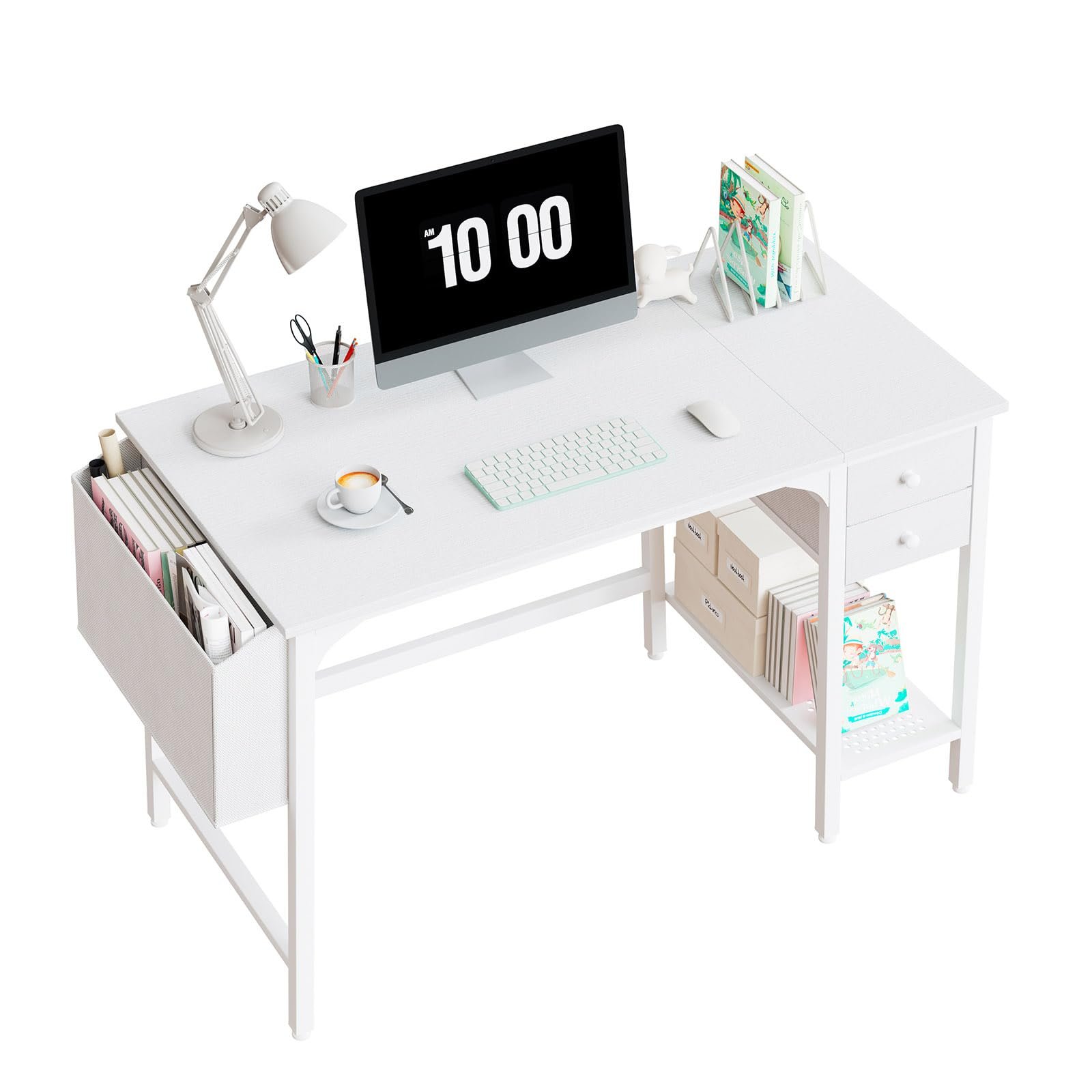 Lufeiya White Small Desk with Drawers