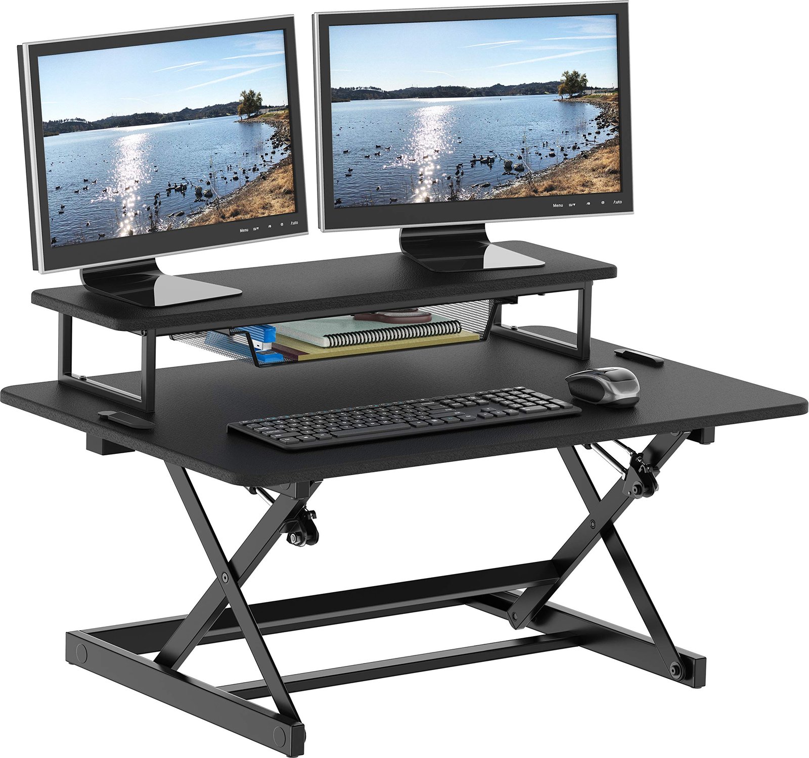 SHW 36-Inch Height Adjustable Standing Desk Sit to Stand Riser Converter Workstation, Black 36-Inch Black