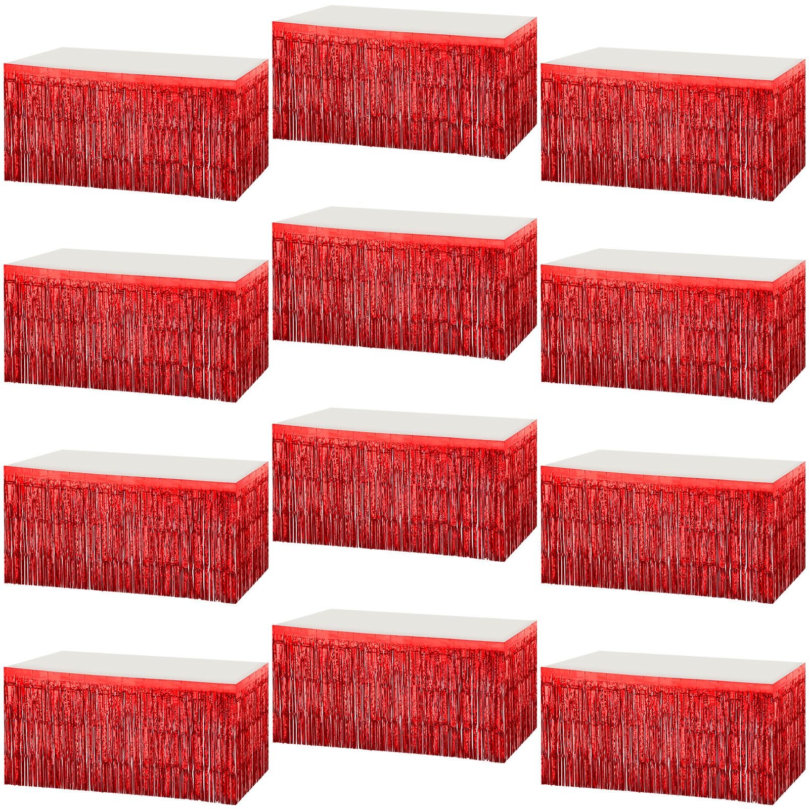 Peryiter Metallic Foil Fringe Table Skirt