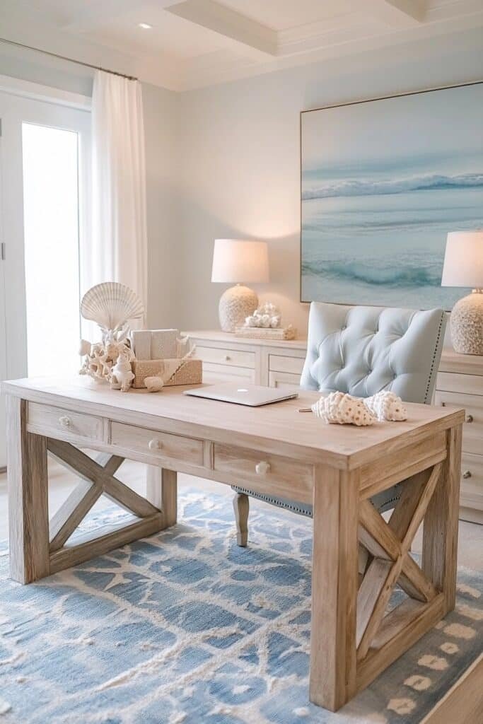 Coastal Inspired Basement Office
