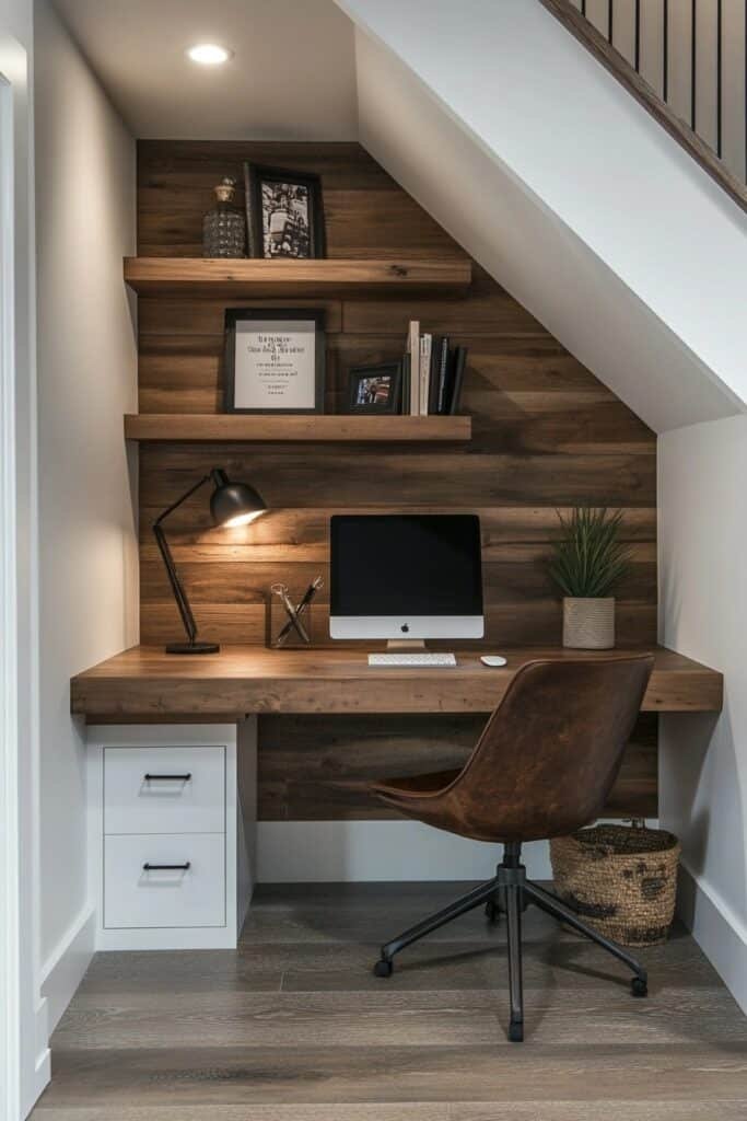 Compact Under-Stair Basement Office