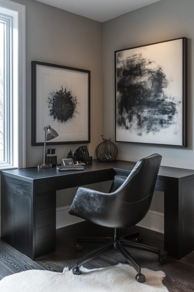 Contemporary Black Corner Desk
