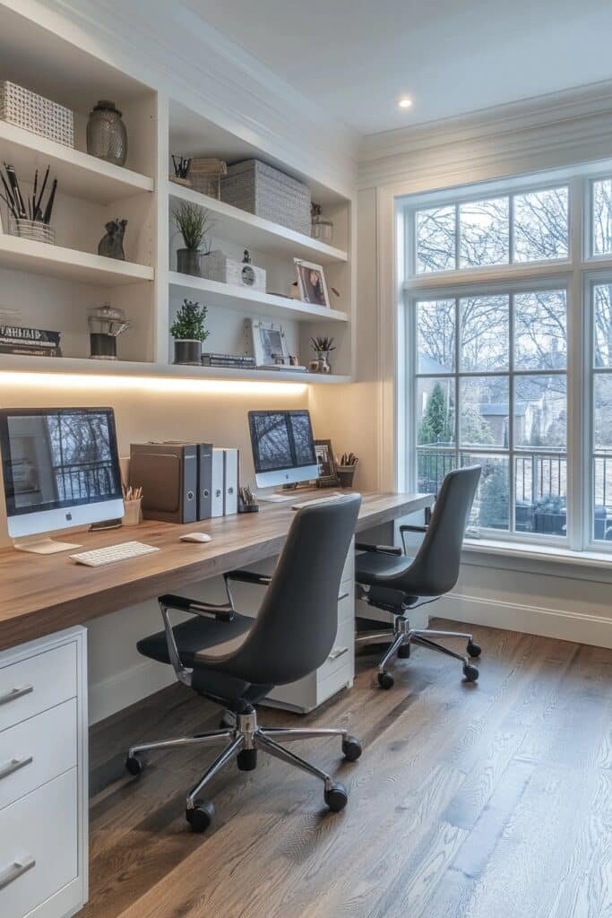 Contemporary Dual Desk Setup