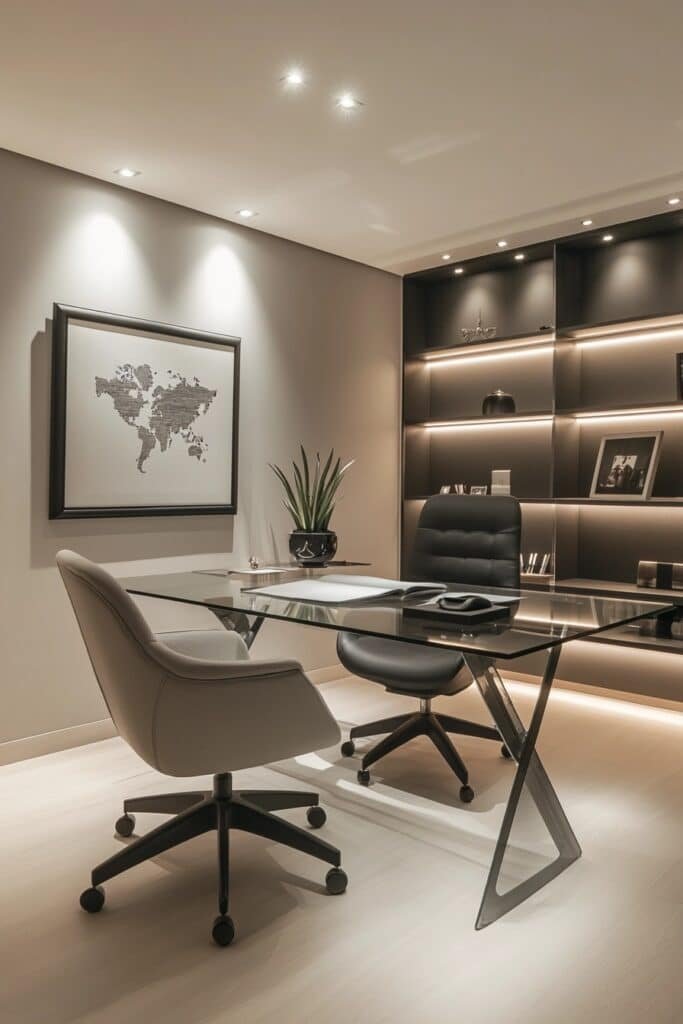 Contemporary Glass Desk Area