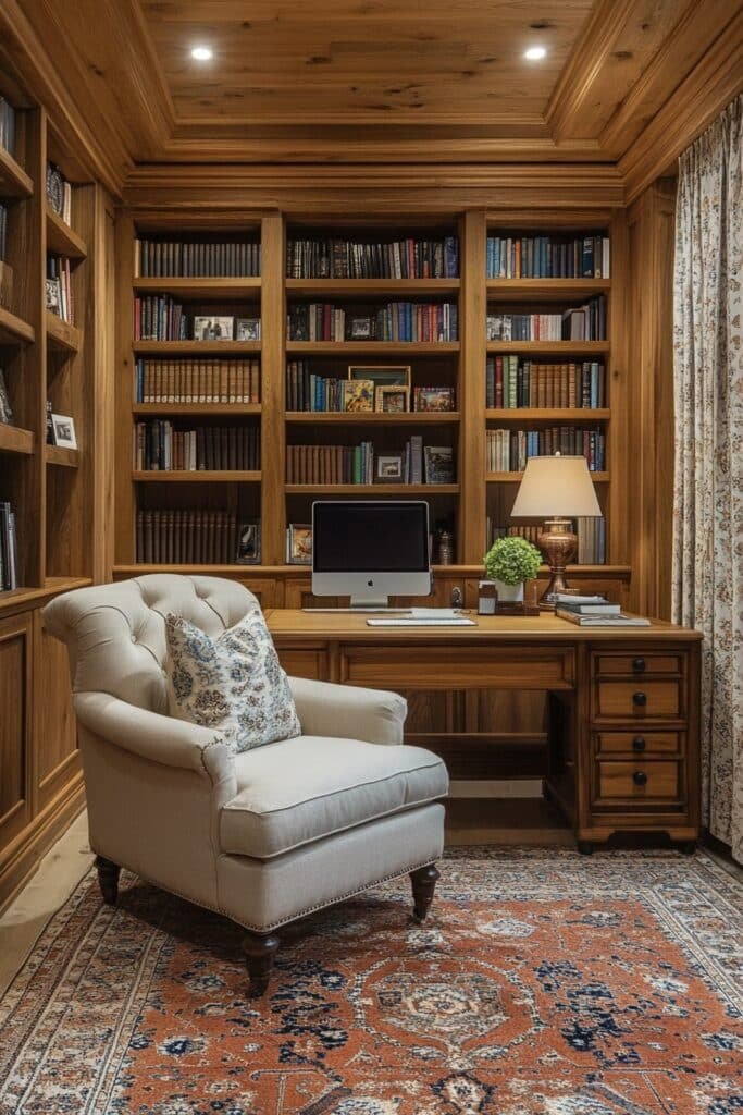 Cozy Cottage Style Basement Office