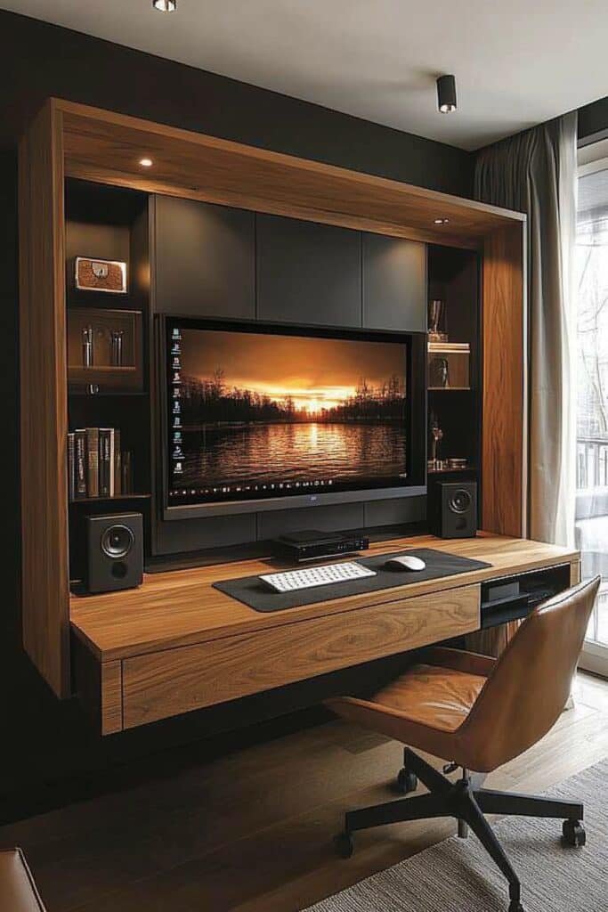 Dual-Purpose Desk and Media Center