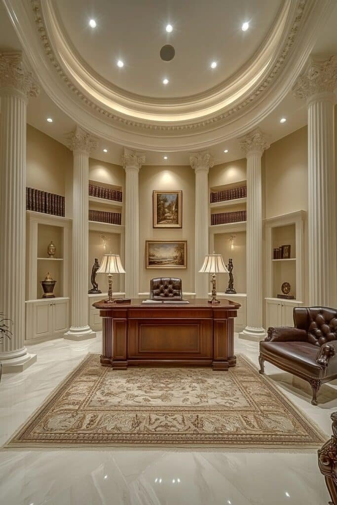 Elegant Neoclassical Basement Study