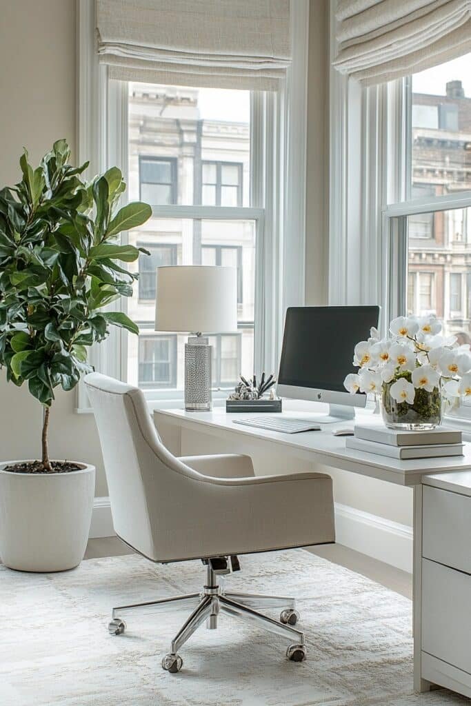 Elegant Small Office with Elegant Plant Decor