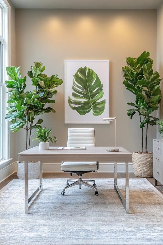 Freshly Decorated Small Office with Air-Purifying Plants