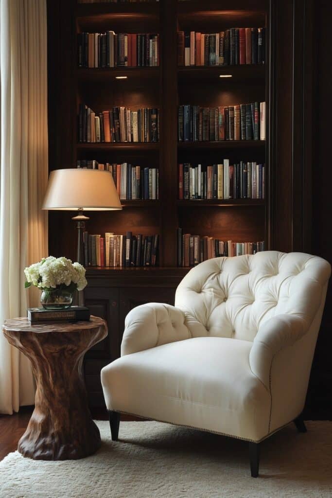 Inviting White and Wood Reading Room