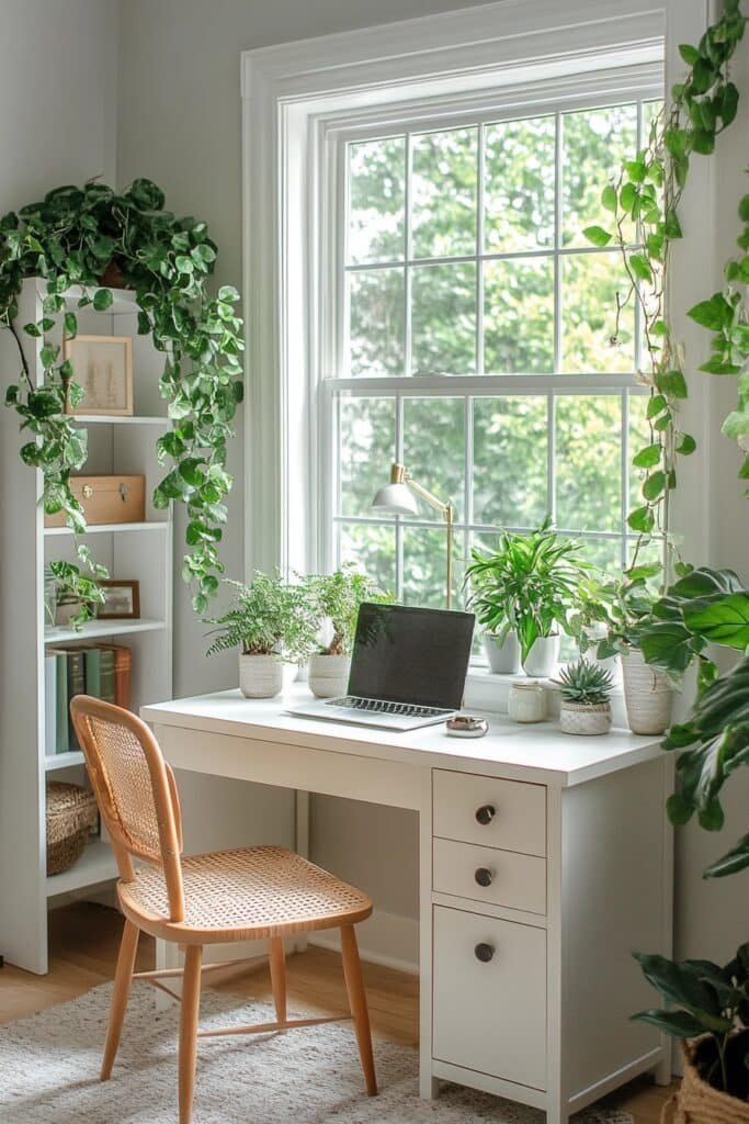 Modern Minimalist Small Office with Plants