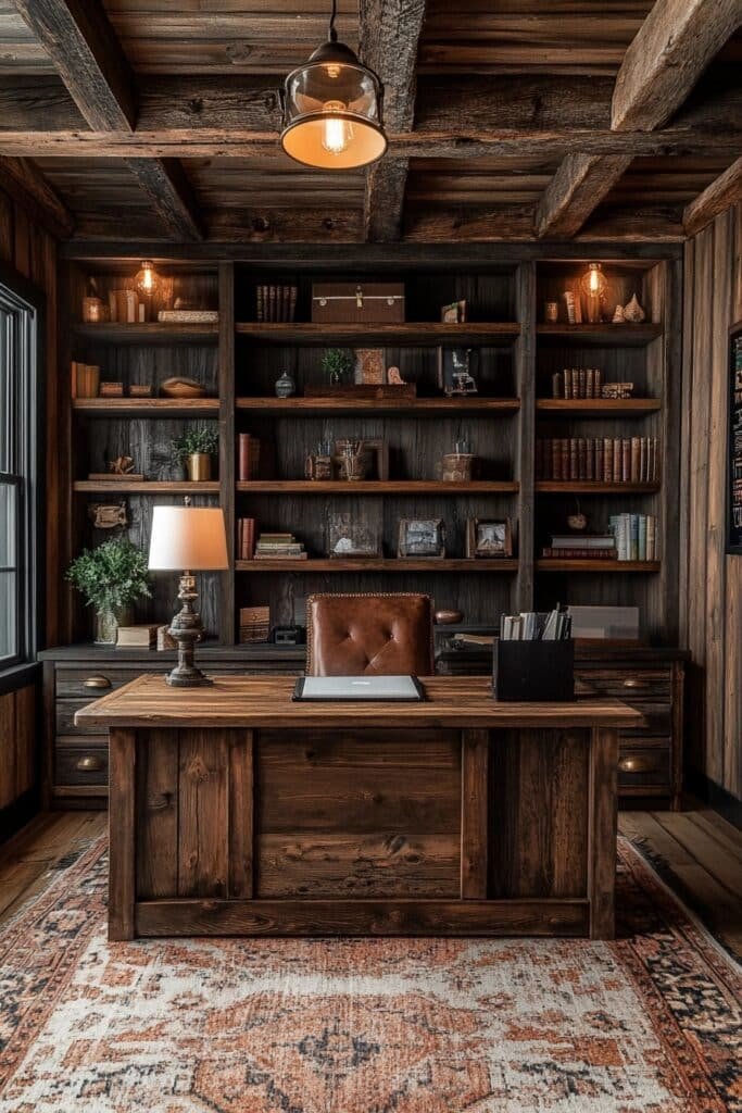 Rustic Wood Accented Workspace