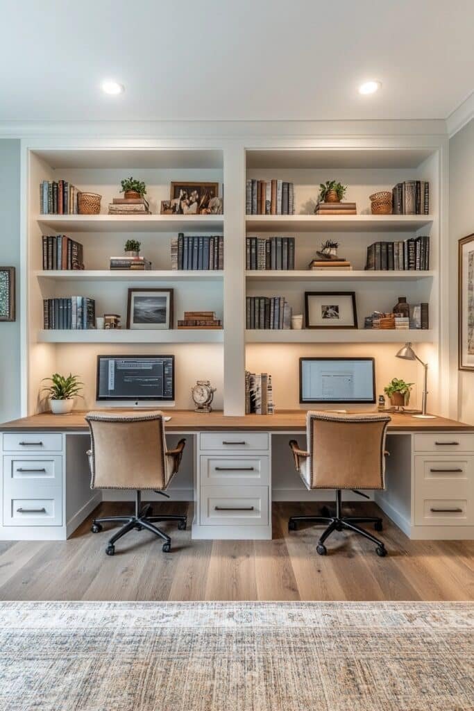 Shared Office with Tall Storage Solutions