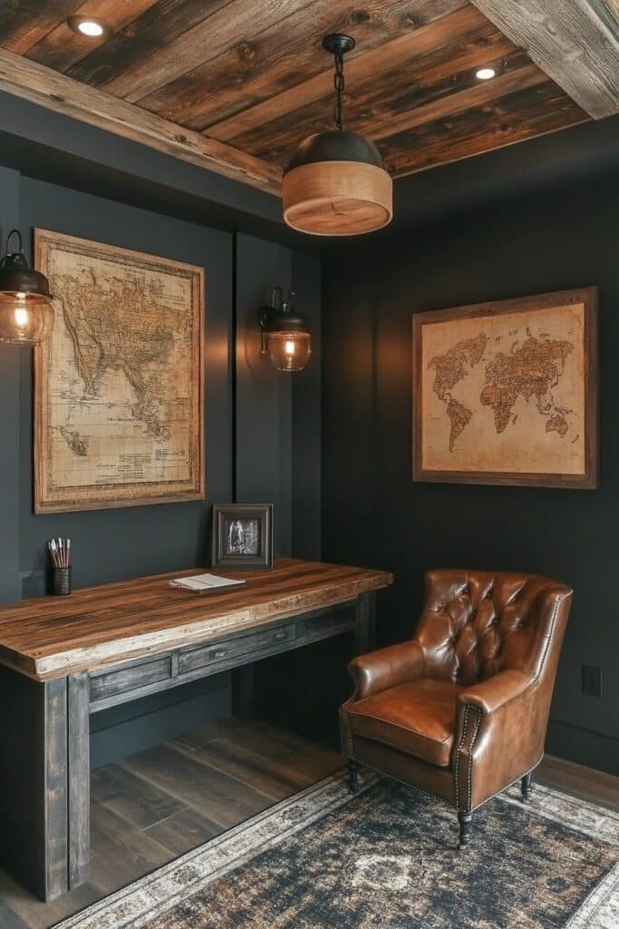 Simple Rustic Basement Office