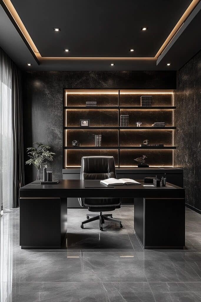 Sleek All-Black Office Design