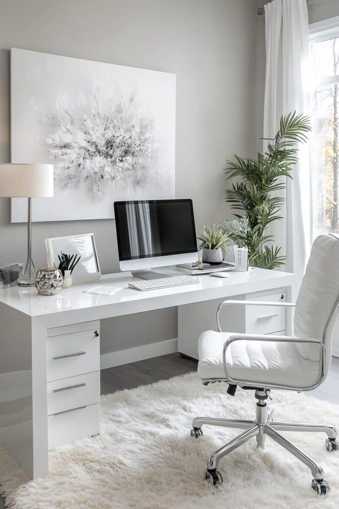 Sleek White Corner Office