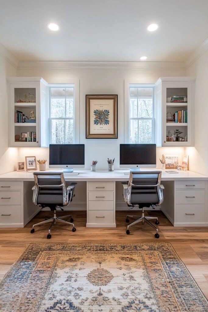 Symmetrical Mirror Desk Layout