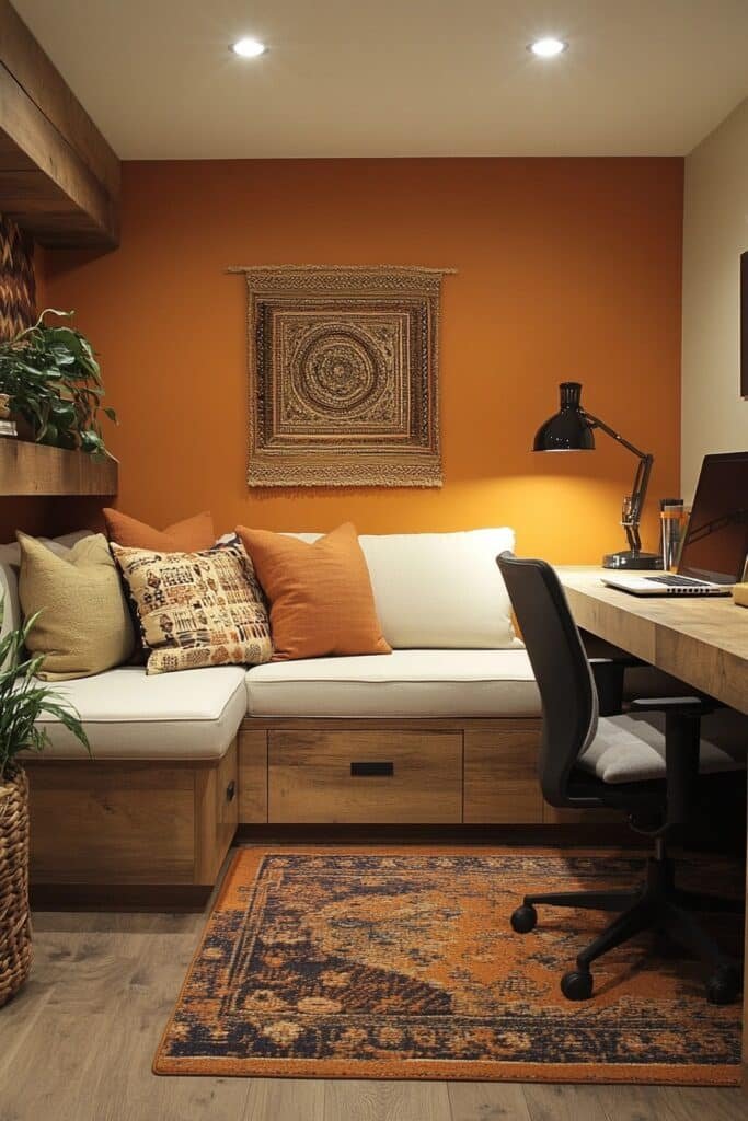 Warm Toned Basement Office