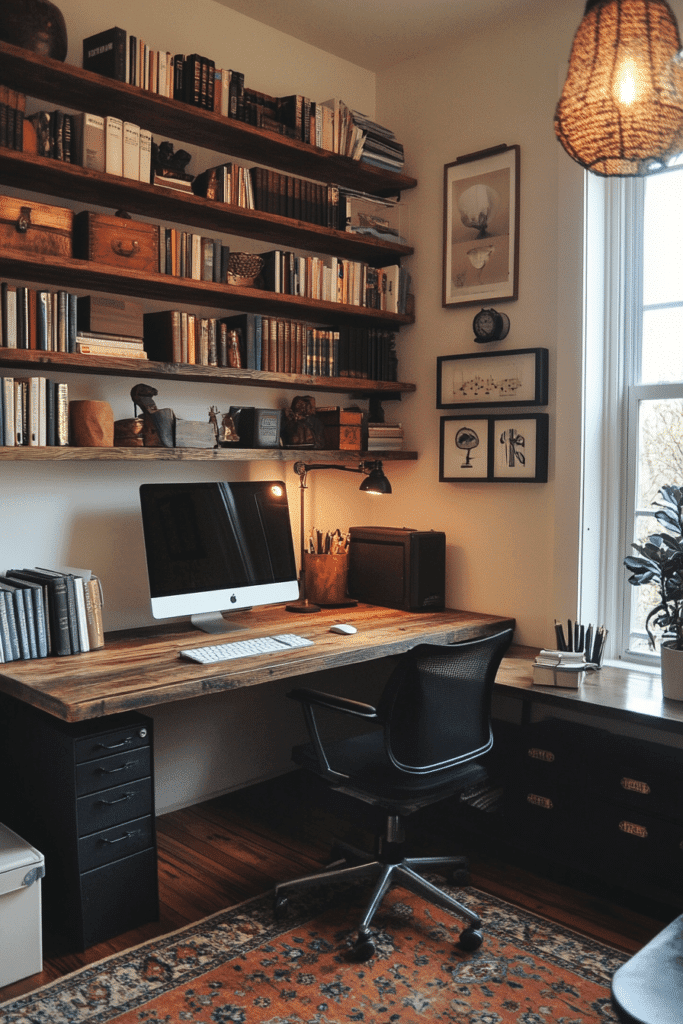 Vertical Shelving Desk Area